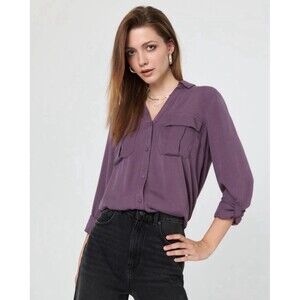 Victoria’s Secret Moda International Button Up Purple Shirt  Small